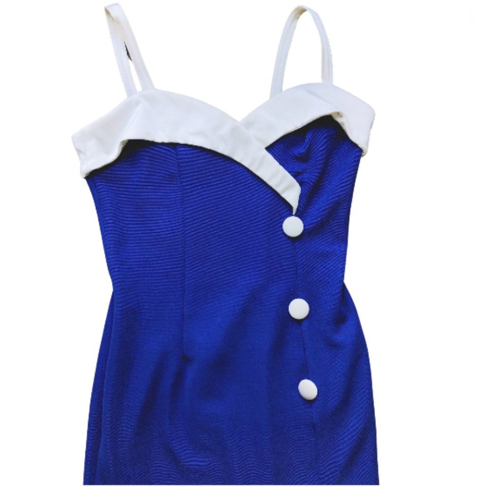 Vintage Royal Blue Miss One Body Con 1950s Dress